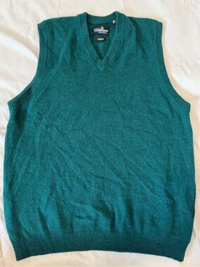 Lambswool V-Neck Sweater Vest in Teal